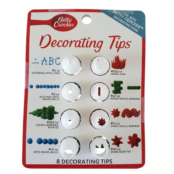 Betty Crocker Decorating Tips Set Of 8 For Icing & Cake Design - Picture 1 of 4